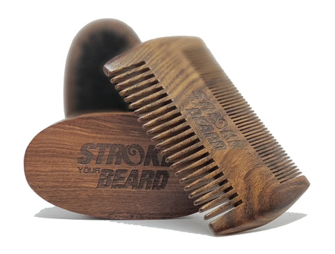 STROKE YOUR BEARD™ - Golden Sandalwood Beard Comb/ Brush Set (150g)